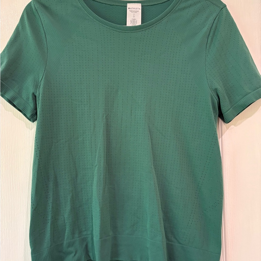 Athleta Women In Motion Seamless Tee Small Trillium Green